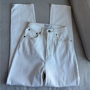 Abercrombie & Fitch Women's White Straight Leg Jeans